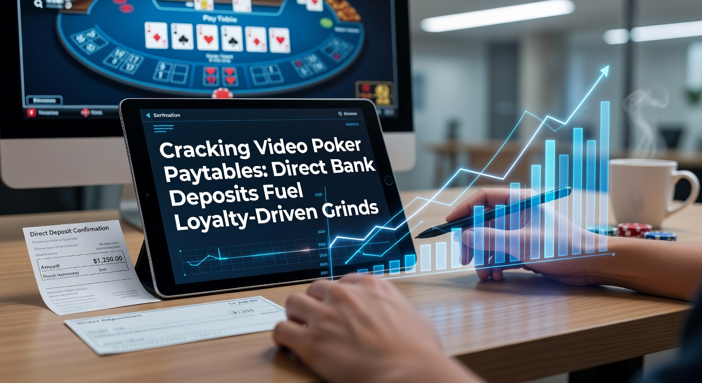 Nahaufnahme einer Video-Poker-Maschine mit leuchtender Auszahlungstabelle und Spielkarten auf dem Bildschirm, die Strategien für optimale Wetten andeuten