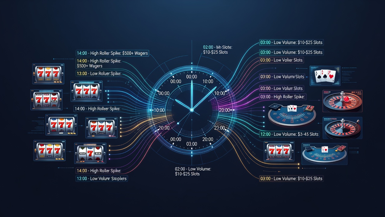 Datenvisualisierung zu Uhrzeiten und Einsätzen in Casino-Sessions