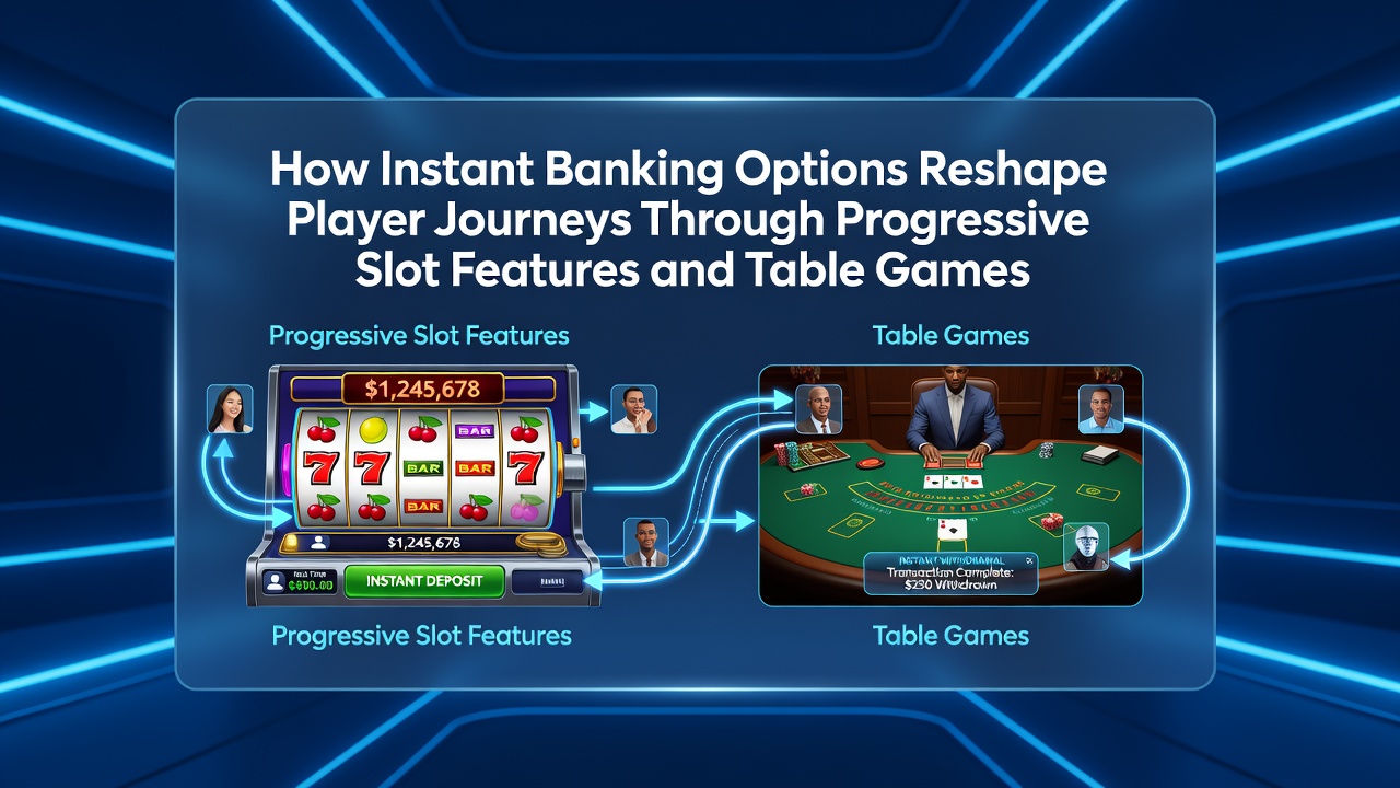 Illustration von Tischspielvarianten und progressiven Slots mit Fokus auf mobile Transaktionsflüsse