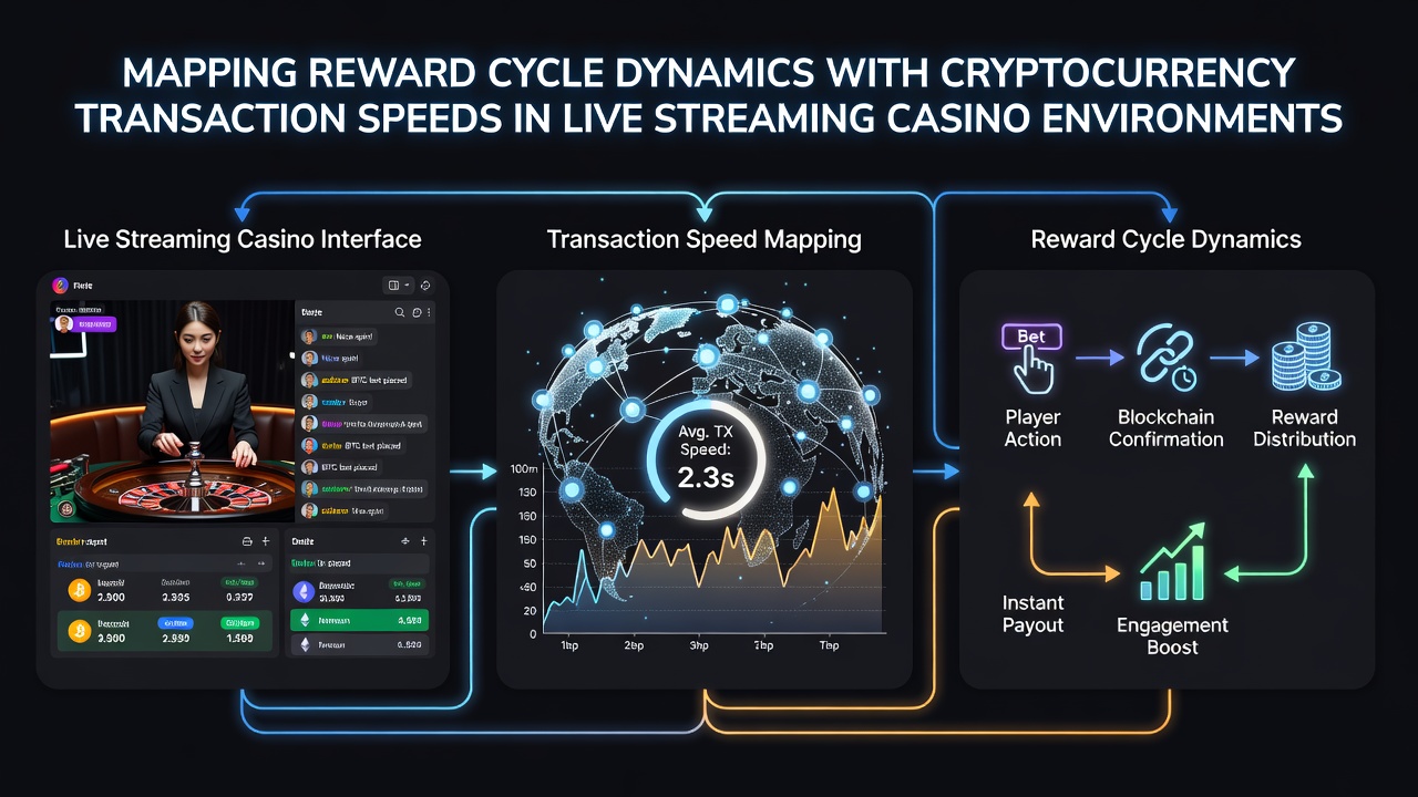 Visualisierung von Belohnungszyklen und Kryptowährungstransaktionen in Live-Casino-Streams