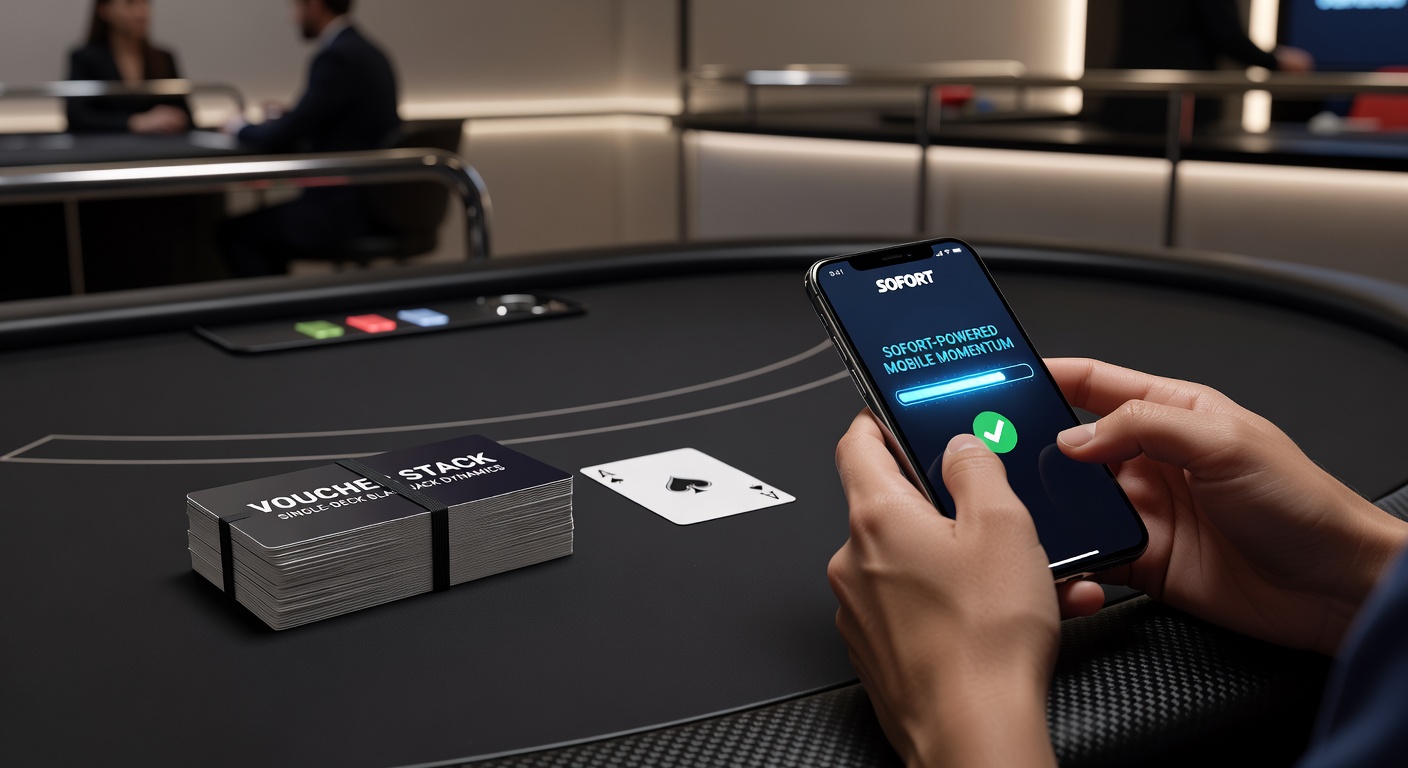 Ein dynamisches Single-Deck-Blackjack-Tisch-Setup mit Karten und Chips, das die Essenz schneller Runden einfängt